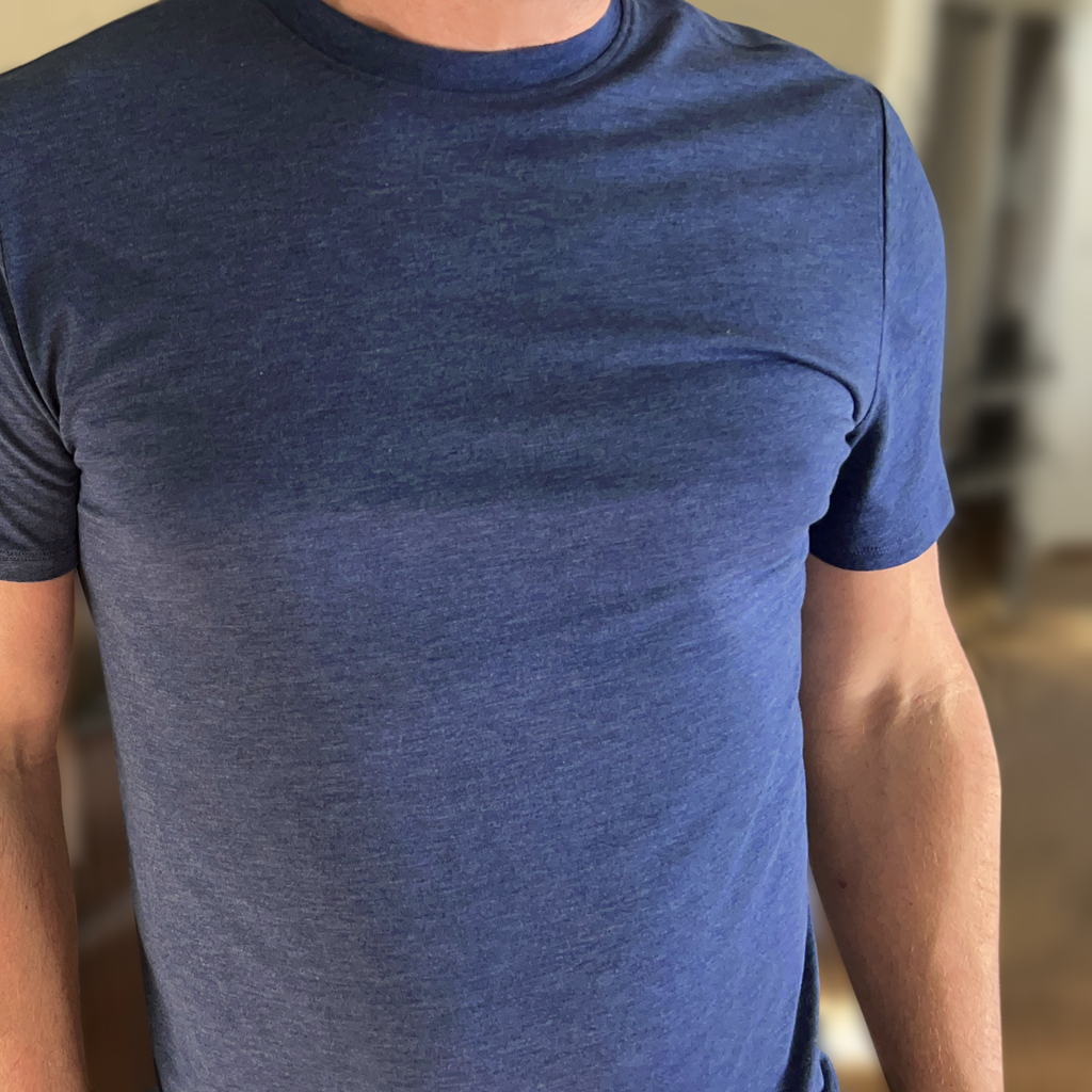 2UNDR All Day Crew Tee In Heathered Navy-The Trendy Walrus