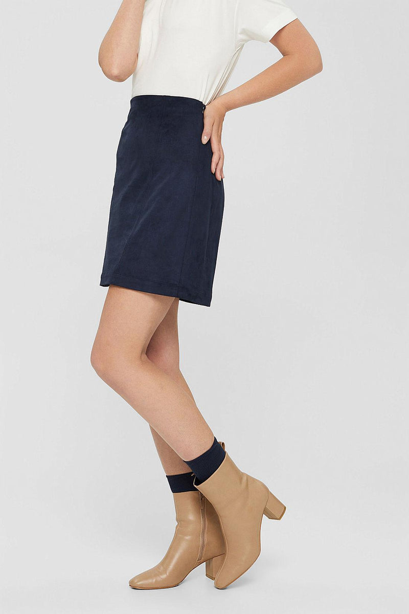 Navy blue 2025 suede mini skirt