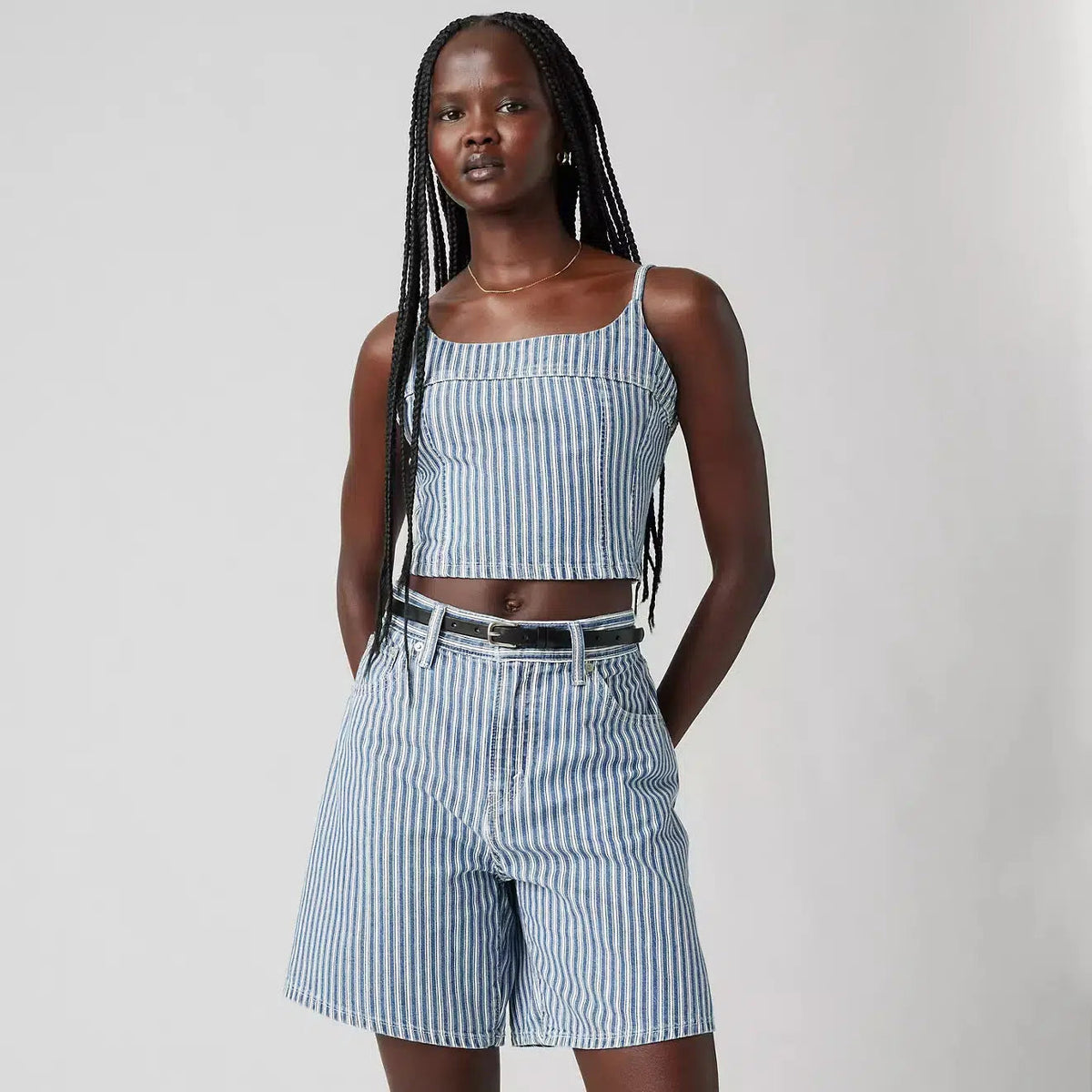 Levi's Jadine Denim Cami Tank in Mischa Blue Stripe | Free Canada Levi's Jadine Denim Cami Tank in Mischa Blue Stripe | Free Canada