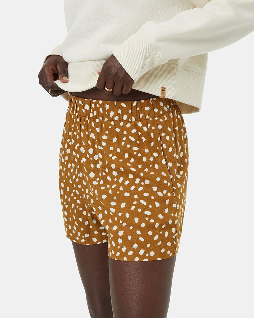 Tentree EcoWoven Crepe Short In Golden Brown/Painterly Dot-The Trendy Walrus