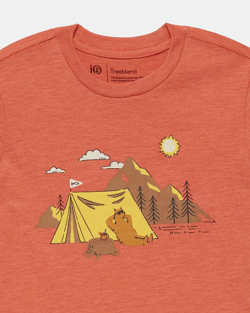 Tentree Kids Camping T-shirt In Terracotta Heather/ Mimosa-The Trendy Walrus