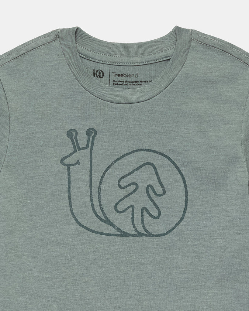 Tentree Kids Snail Ten T-shirt In Eucalyptus Heather/Darkest Spruce-The Trendy Walrus