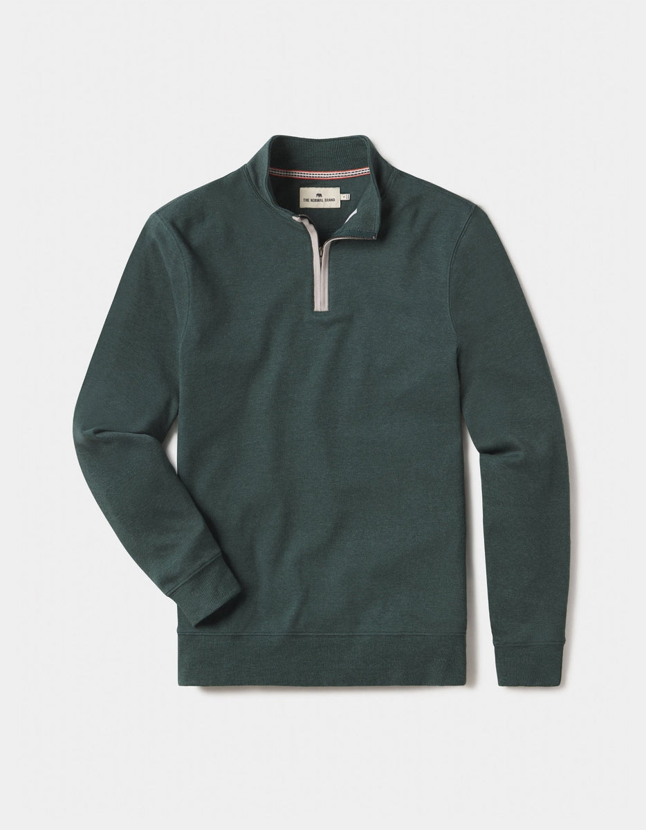 The Normal Brand Puremeso Weekend Quarter Zip In Green Gables