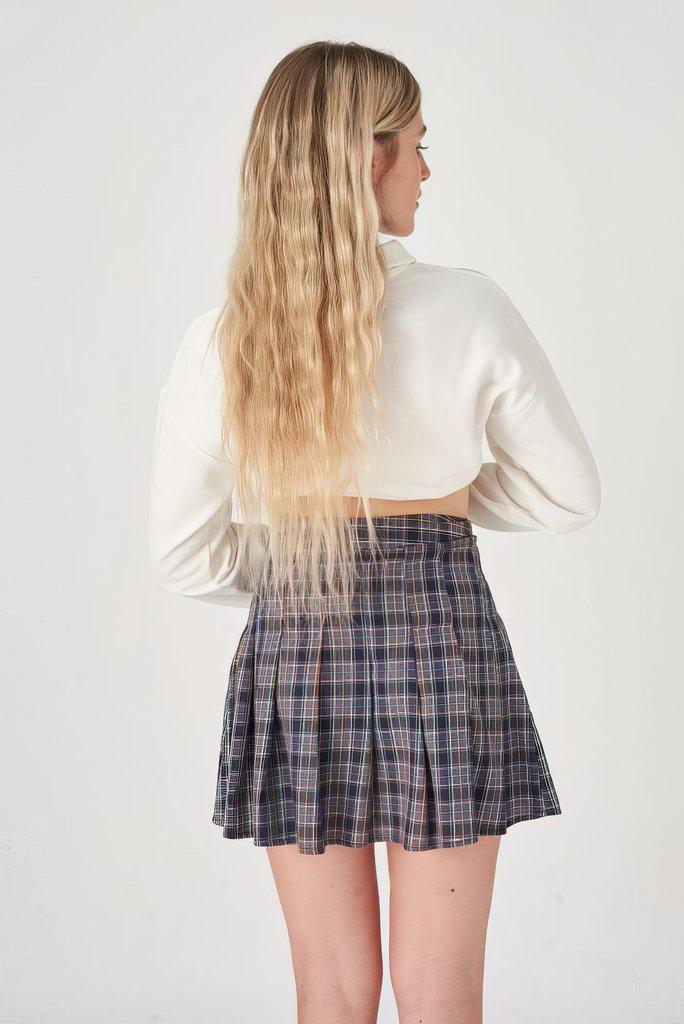 24 Colours Pleated Checked Mini Skirt in Purple-The Trendy Walrus