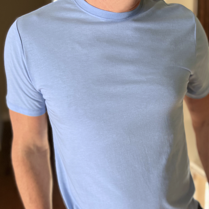 2UNDR All Day Crew Tee In Heathered Light Blue-The Trendy Walrus