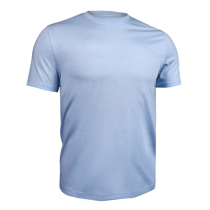 2UNDR All Day Crew Tee In Heathered Light Blue-The Trendy Walrus