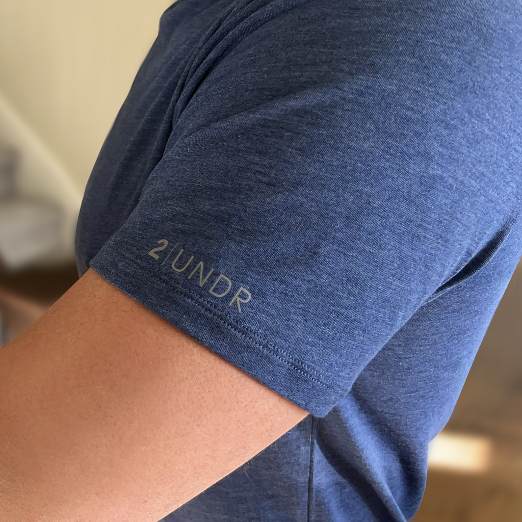 2UNDR All Day Crew Tee In Heathered Navy-The Trendy Walrus