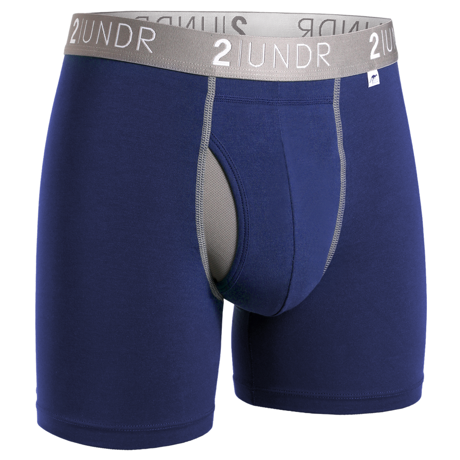 2UNDR Swing Shift 6'' Boxer Brief In Navy/Grey-The Trendy Walrus