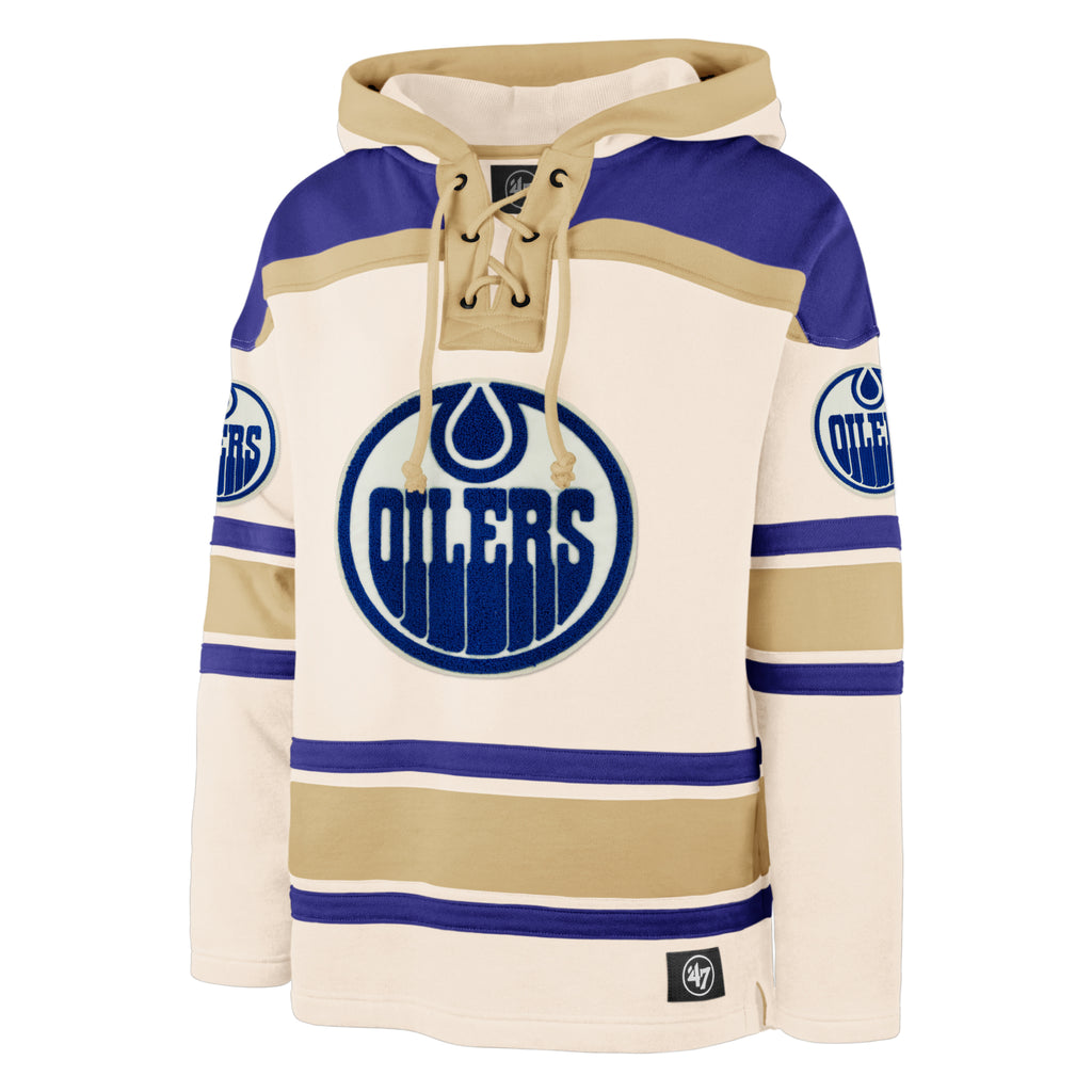 47 Brand NHL Oilers Tri Nelly Superior Lacer Fleece Hoodie-The Trendy Walrus