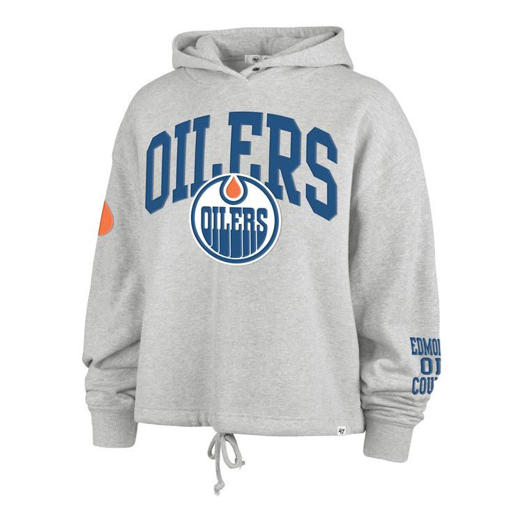 47 NHL Oilers Cropped Drawstring Hoodie In Light Heather Grey-The Trendy Walrus