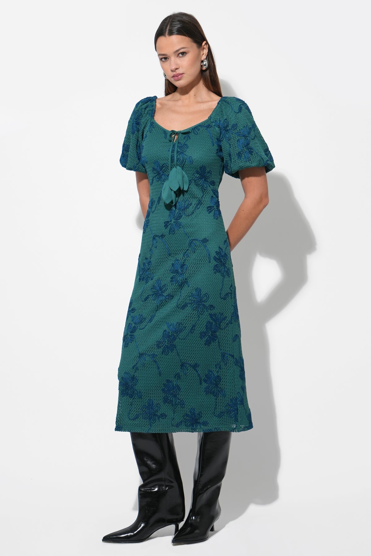 adelyn rae green dress Adelyn Rae Anora Knit Midi Dress In Emerald Green