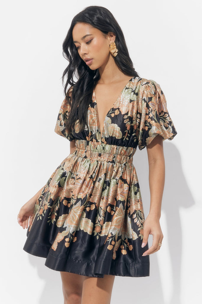 Adelyn Rae Koi Border Printed Mini Fit and Flare Dress-The Trendy Walrus