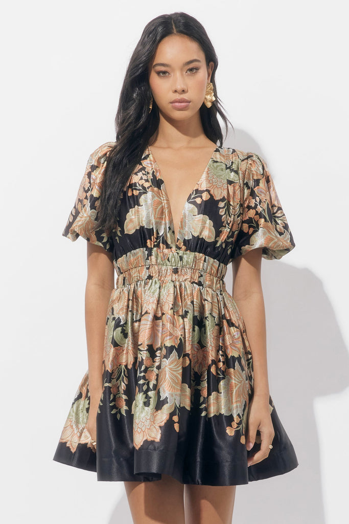 adelyn rae fit and flare dress Adelyn Rae Koi Border Printed Mini Fit and Flare Dress