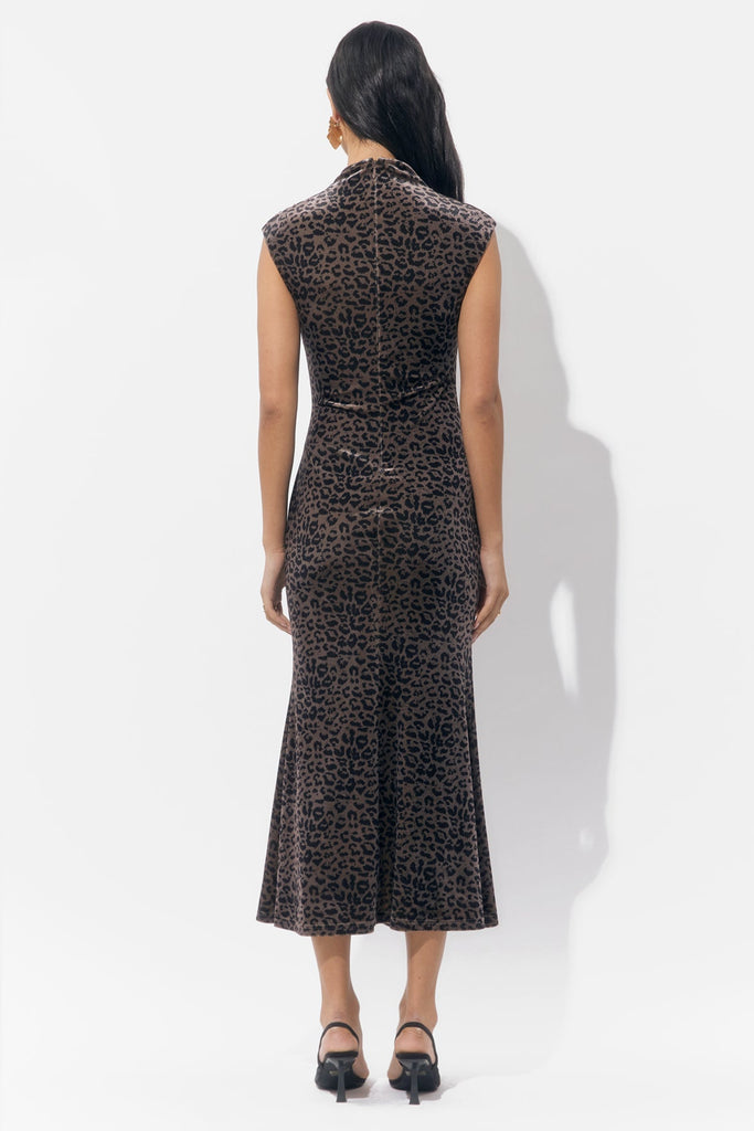 Adelyn Rae Merlyn Animal Mock Neck Midi Dress-The Trendy Walrus