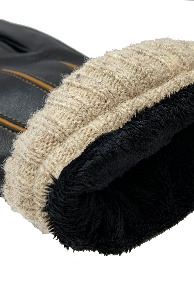Auclair Dario Leather Gloves in Black Cognac-The Trendy Walrus