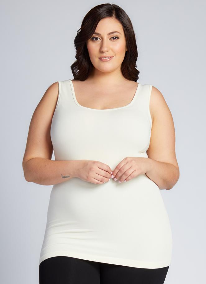 C'est Moi Bamboo Plus Size Tank In Egg Nog-The Trendy Walrus