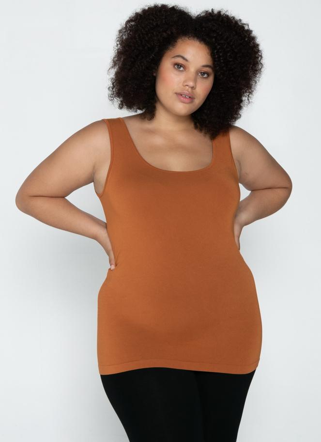 C'est Moi Bamboo Plus Size Tank In Ginger-The Trendy Walrus