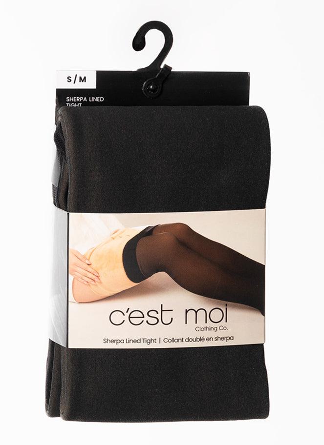 C'est Moi Sherpa Lined Tights In Black-The Trendy Walrus