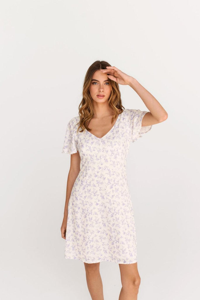 Daily Story Evalie Dress In Blue Floral-The Trendy Walrus