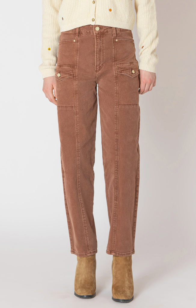 Dex Barrel Leg Pants In Brunette Brown-The Trendy Walrus
