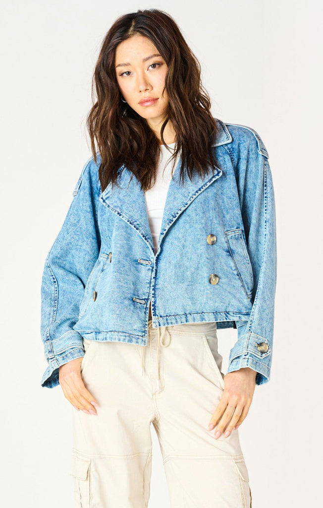 Dex Denim Cropped Jacket In Washed Light Blue-The Trendy Walrus