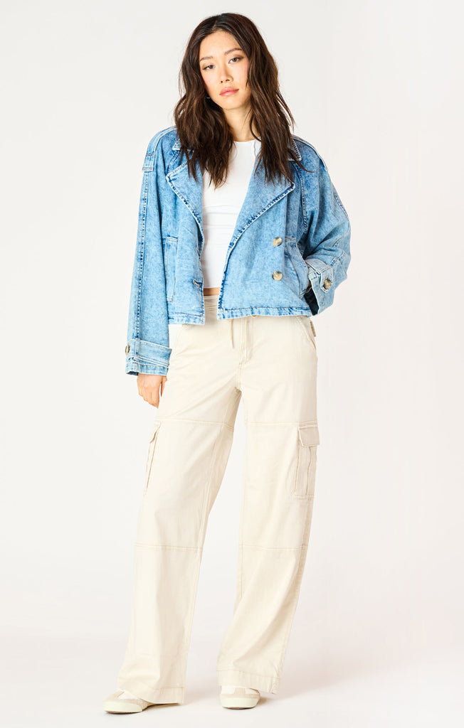 Dex Denim Cropped Jacket In Washed Light Blue-The Trendy Walrus