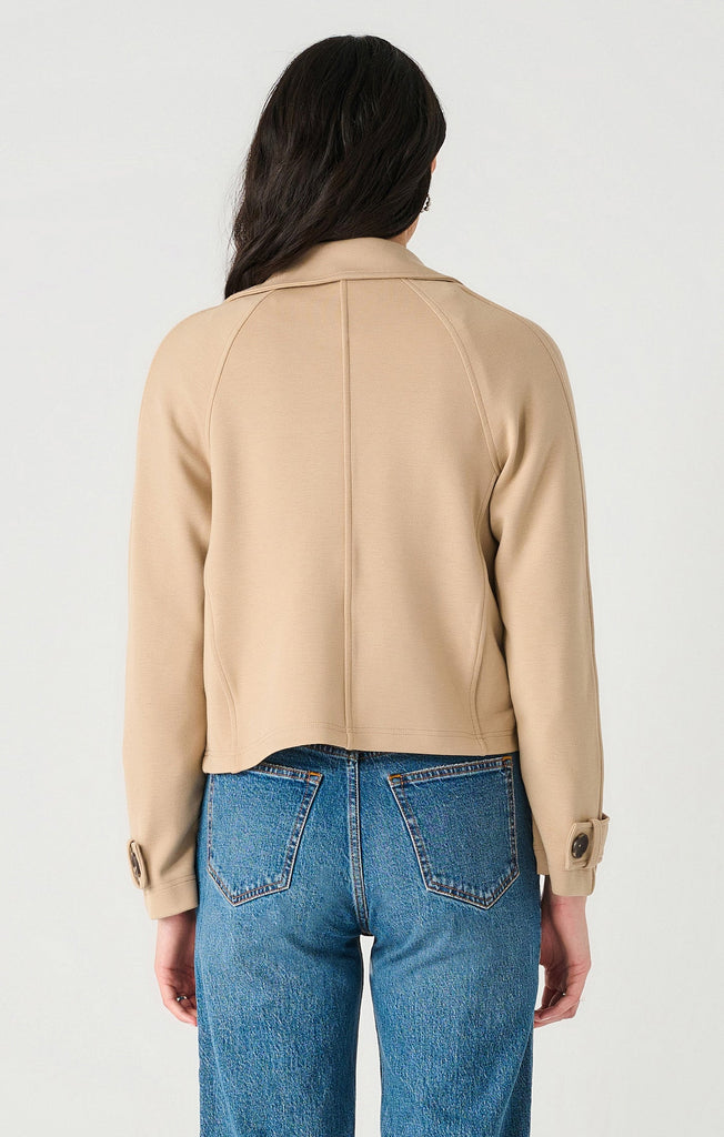 Dex Double Breasted Short Knit Trench In Tan-The Trendy Walrus