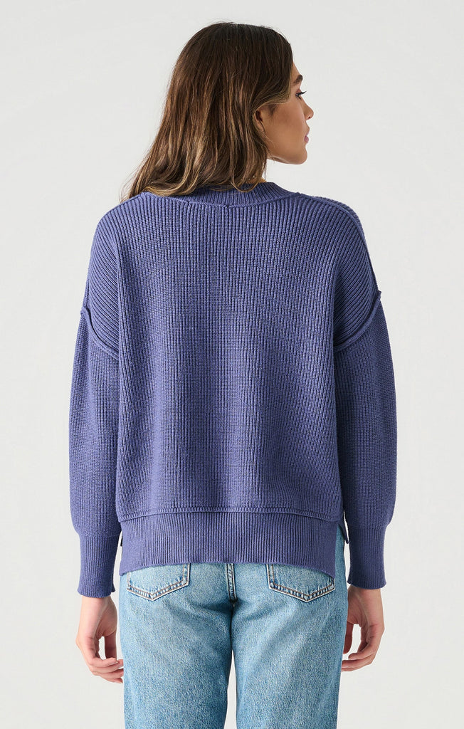 Dex Drop Shoulder Mockneck Sweater In Deep Blue-The Trendy Walrus