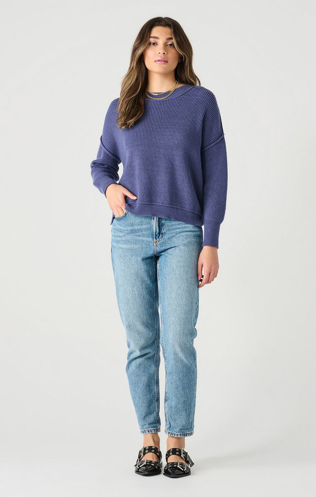 Dex Drop Shoulder Mockneck Sweater In Deep Blue-The Trendy Walrus