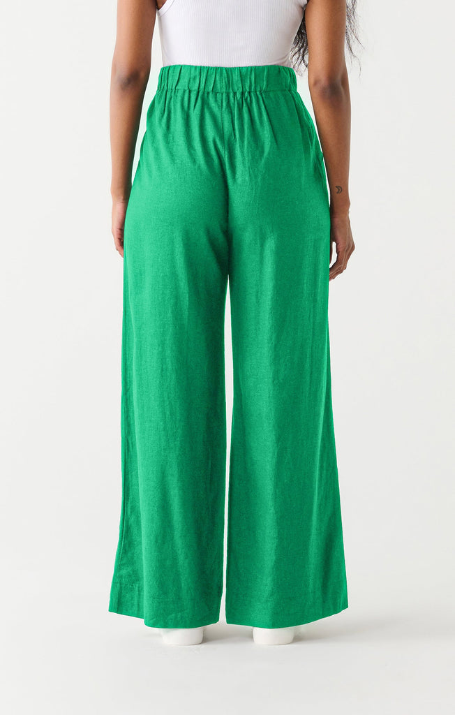 Dex Elastic Wide Leg Pant In Bright Green-The Trendy Walrus