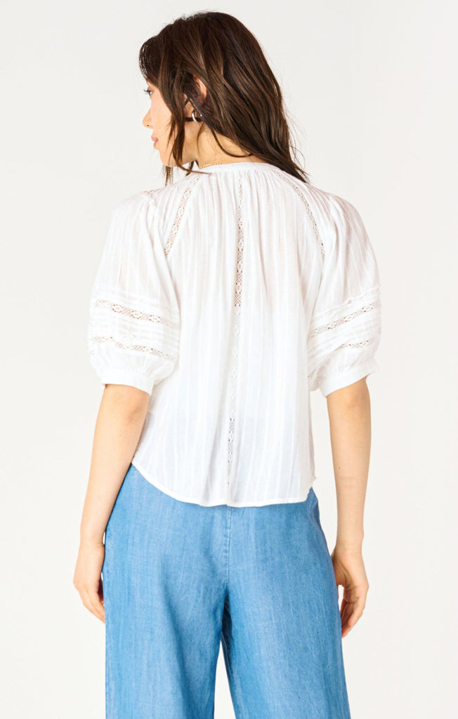 Dex Elbow Sleeve Lace Insert Blouse-The Trendy Walrus