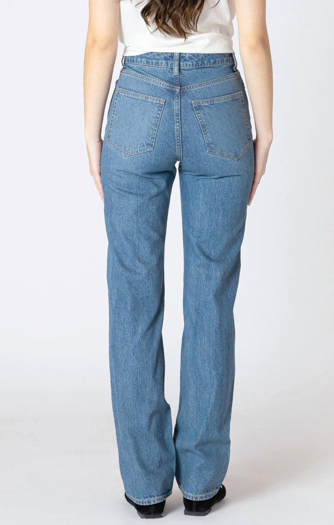 Dex Embellished Straight Leg Denim Pant In Blue Wash Rhinestone-The Trendy Walrus