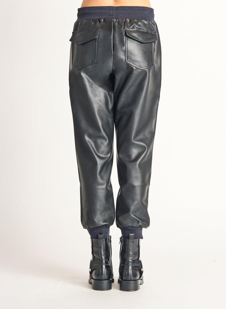 Dex Faux Leather Jogger In Black-The Trendy Walrus