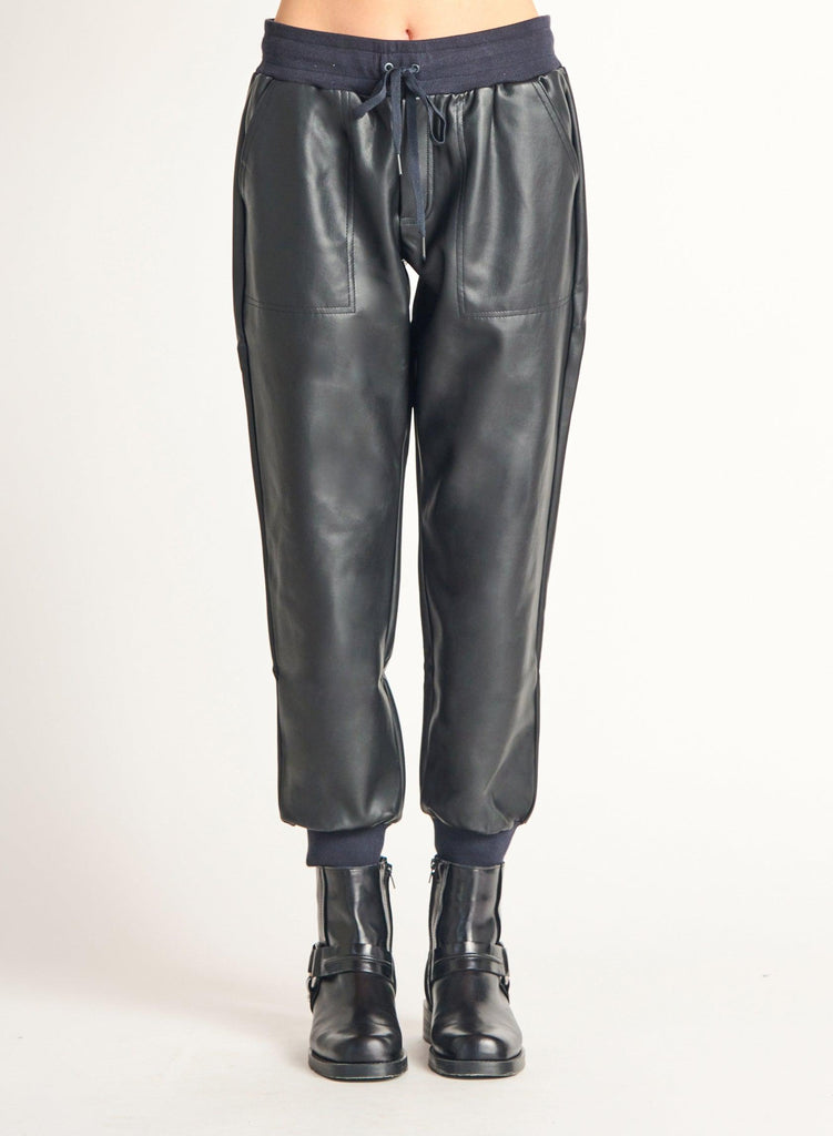 Dex Faux Leather Jogger In Black-The Trendy Walrus