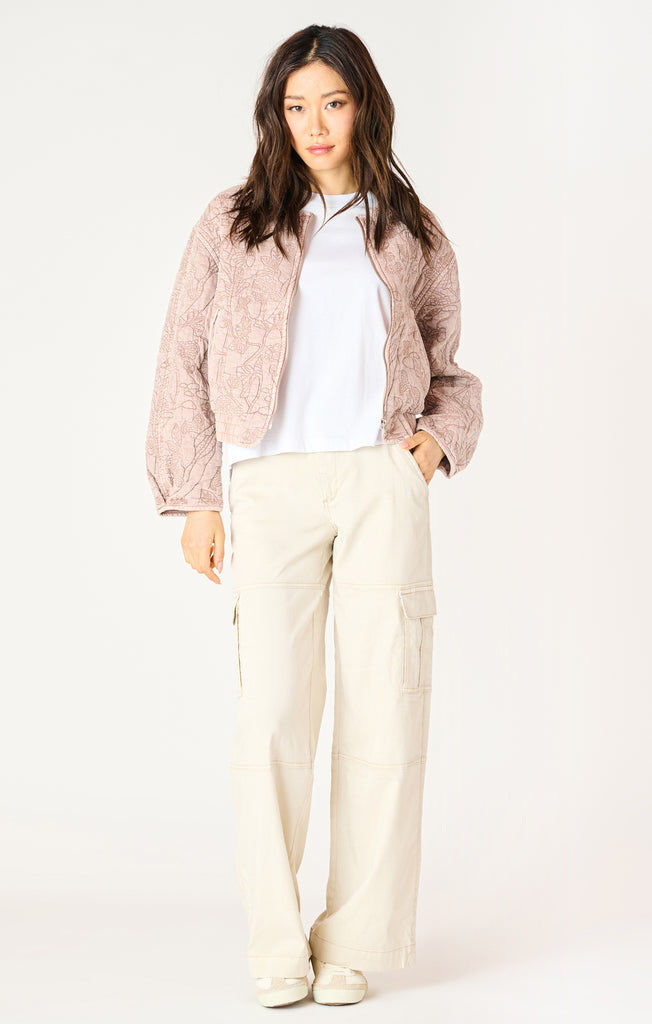 Dex Floral Quilted Bomber Jacket In Faded Rose-The Trendy Walrus