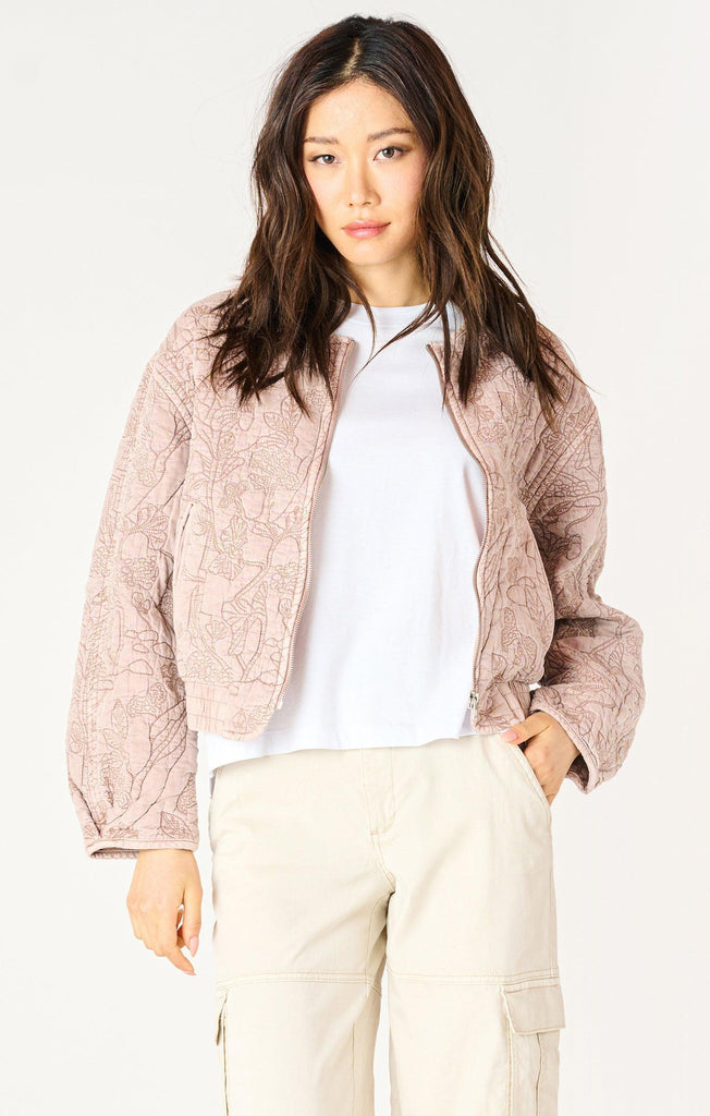 Dex Floral Quilted Bomber Jacket In Faded Rose-The Trendy Walrus