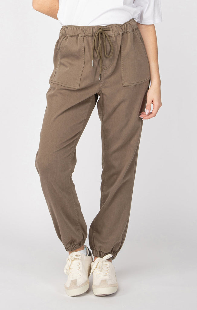 Dex Knit Denim Jogger In Army Green-The Trendy Walrus