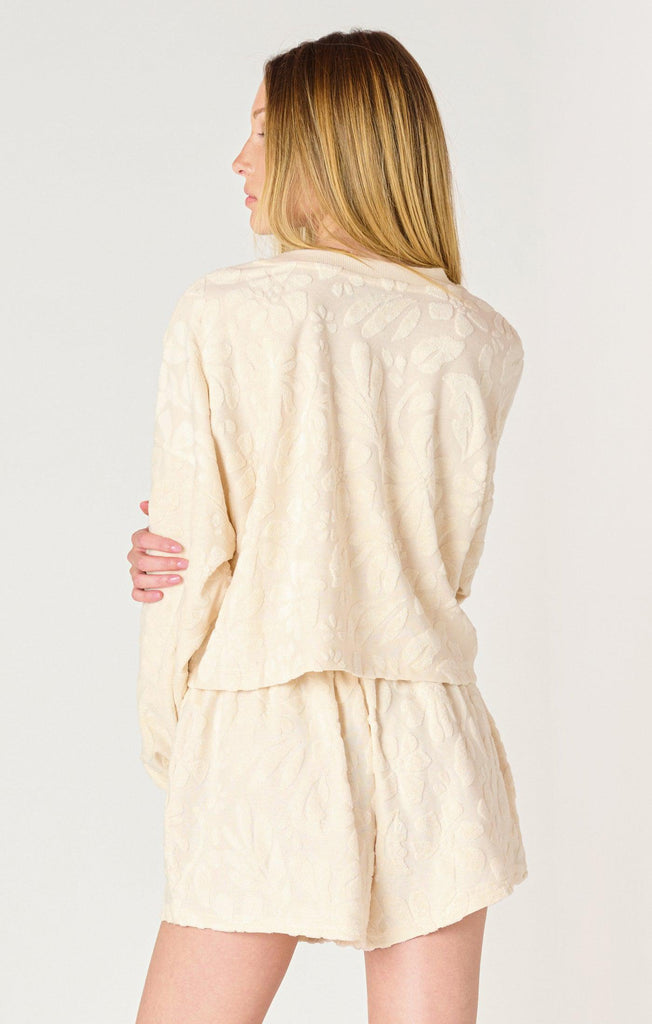 Dex LS Patterned Lounge Top In Cream/Beige-The Trendy Walrus