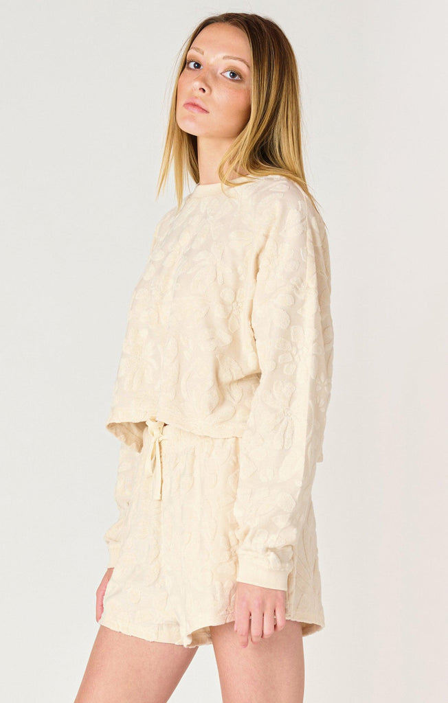 Dex LS Patterned Lounge Top In Cream/Beige-The Trendy Walrus