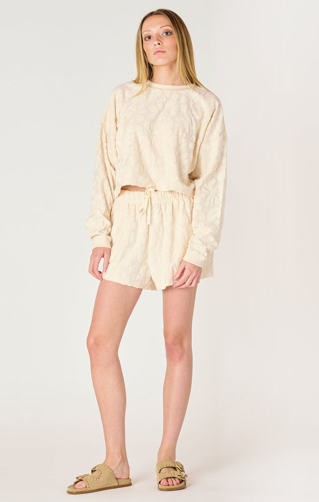 Dex LS Patterned Lounge Top In Cream/Beige-The Trendy Walrus