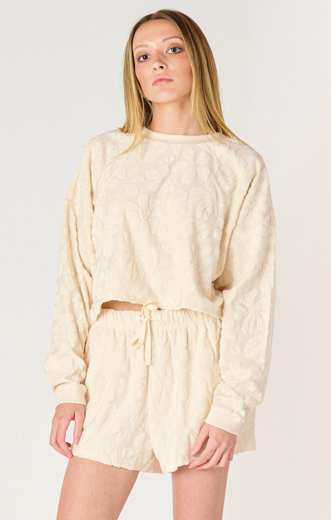 Dex LS Patterned Lounge Top In Cream/Beige-The Trendy Walrus