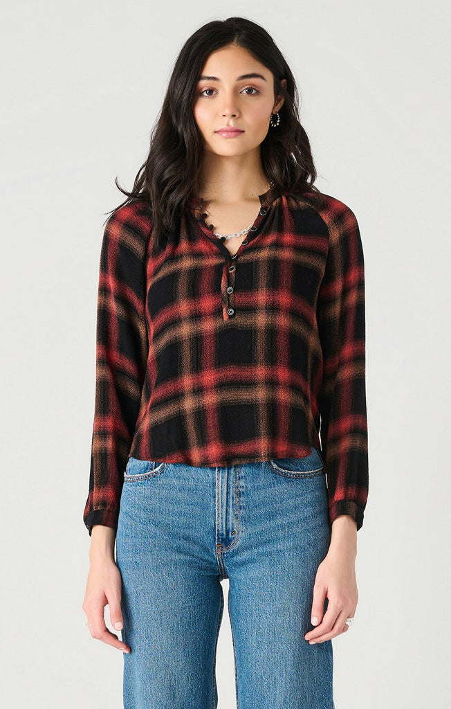 Dex Long Sleeve Textured Button Shirt In Golden Rust Plaid-The Trendy Walrus