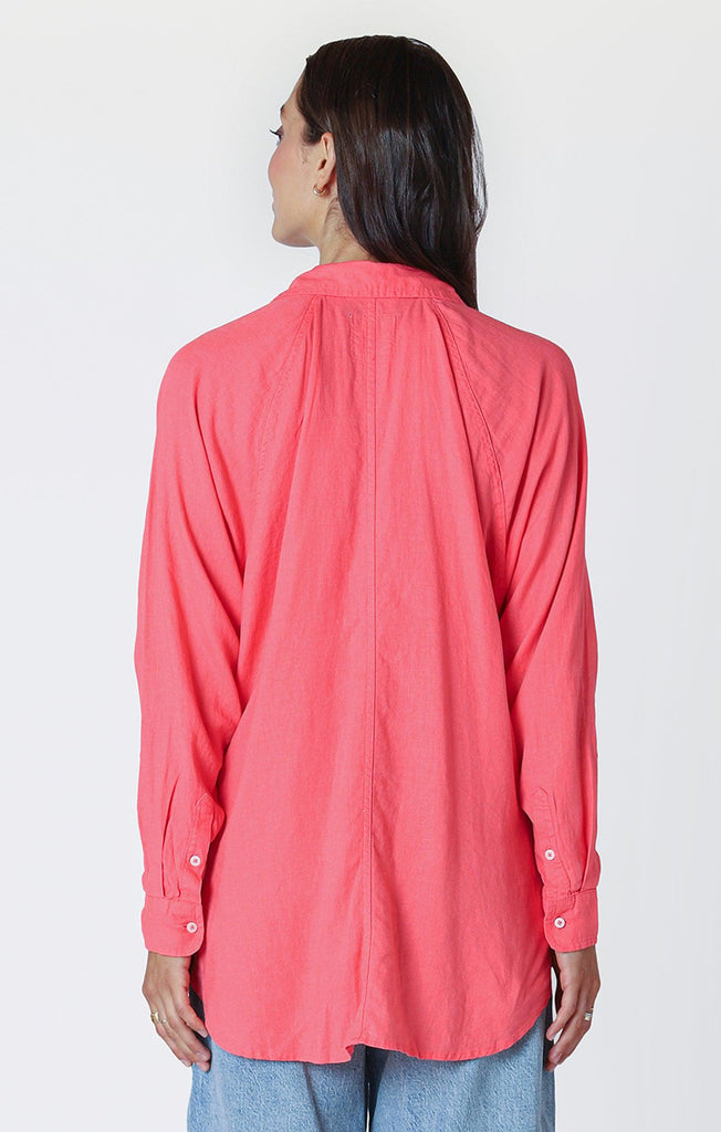 Dex Longsleeved Button Up Blouse In Bright Coral-The Trendy Walrus