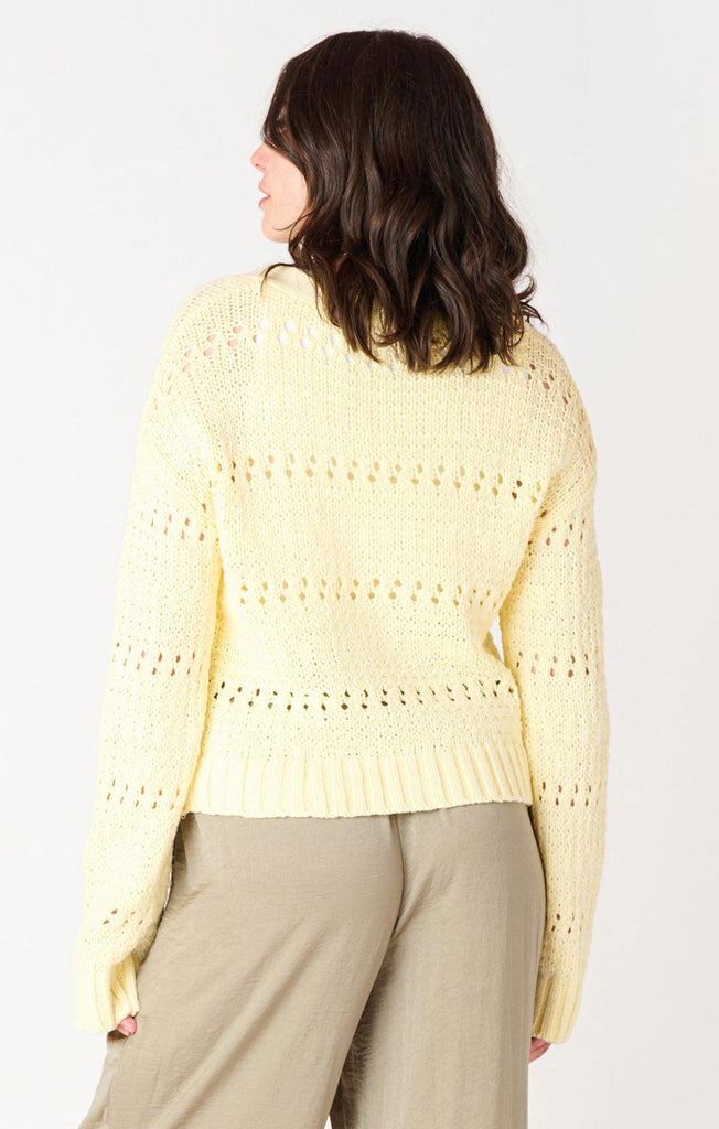 Dex Open Stitch Cropped Cardigan In Lemon-The Trendy Walrus
