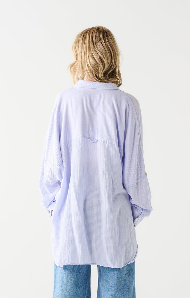 Dex Oversized Shirt In Blue/ Pink Stripe-The Trendy Walrus