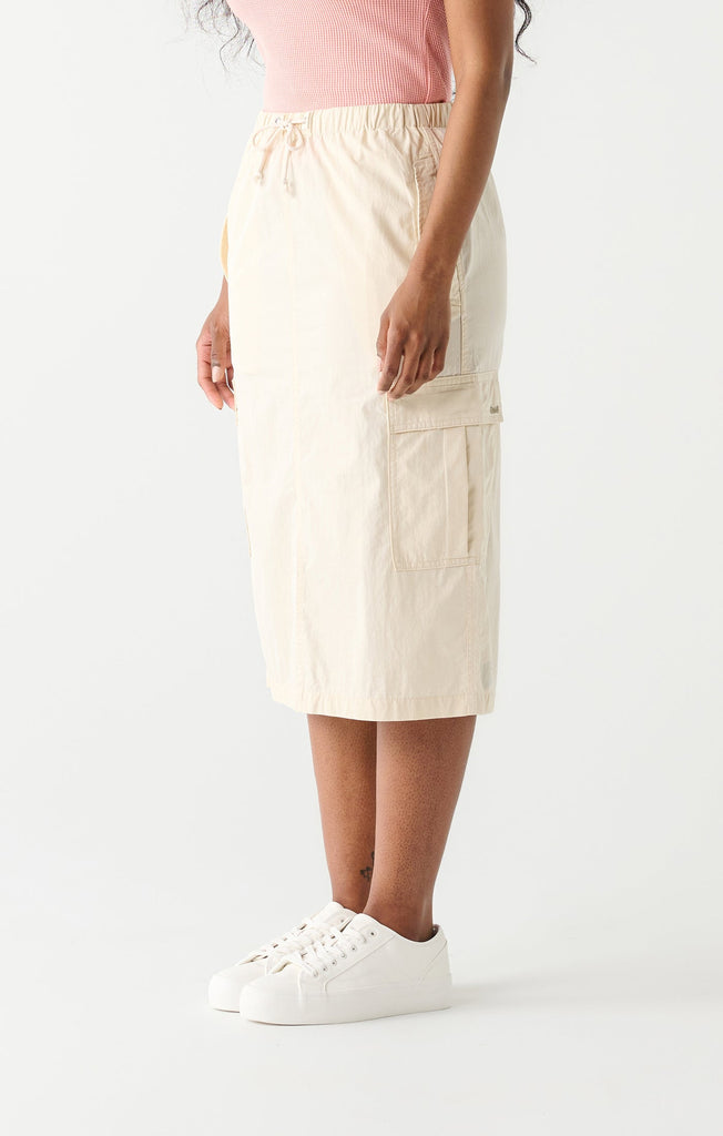 Dex Parachute Cargo Midi Skirt In Cream-The Trendy Walrus