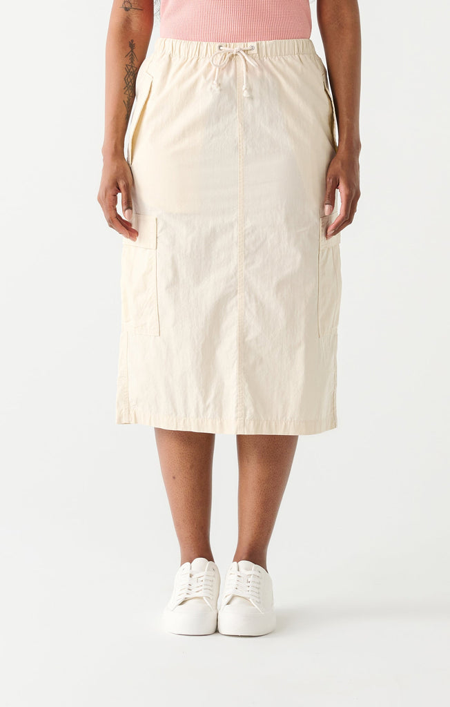 Dex Parachute Cargo Midi Skirt In Cream-The Trendy Walrus