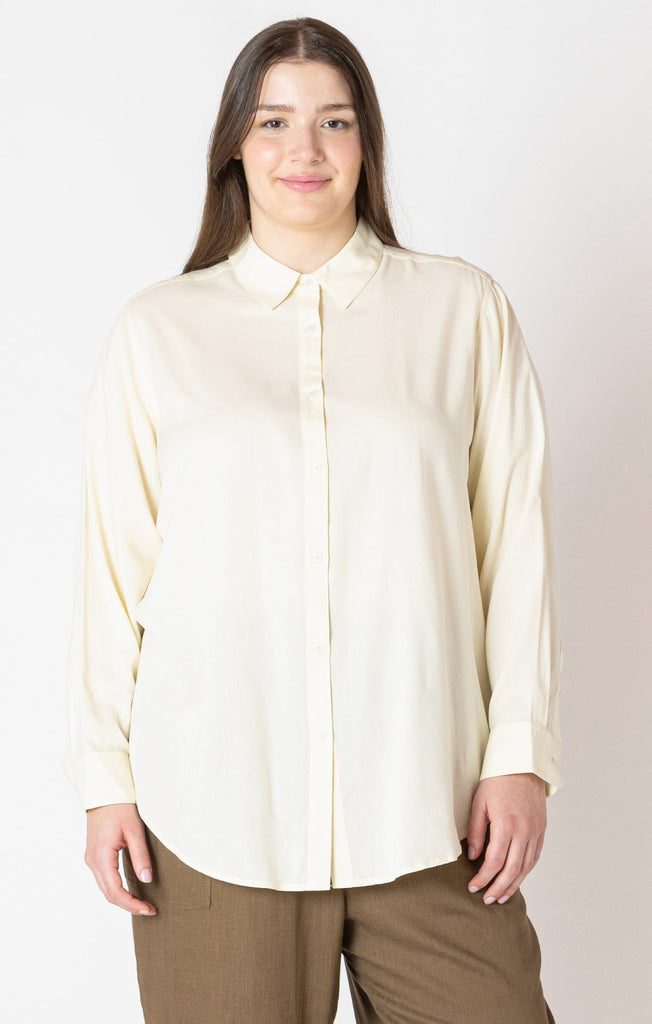 Dex Plus Button Front Blouse In Lemon-The Trendy Walrus