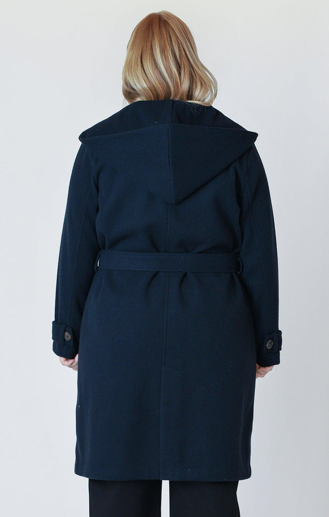 Dex Plus Hooded Trench Coat In Navy-The Trendy Walrus