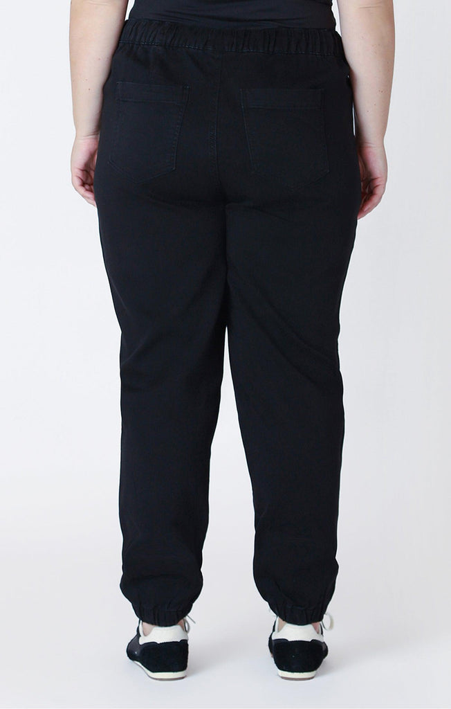 Dex Plus Knit Denim Jogger In Black-The Trendy Walrus